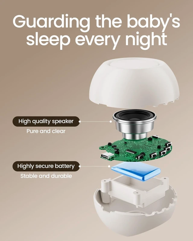 Alt view image 7 of 7 - Portable Sound Machine with AI Cry Detection White Noise Machine | Mom's Choice Awards 18 Soothing Sounds Bluetooth Speaker Night Light Timer White Noise for Baby Adult Home Travel Office Gray