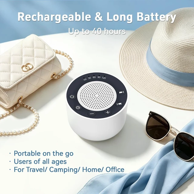 Alt view image 3 of 6 - Small Sound Machine Portable White Noise Machine Baby Shushing Brown Noise Machine with 30 Soothing Sounds for Baby Kids Adults 5 Timers 32 Volume Levels Sleep Sounds Machine for Home Travel Office