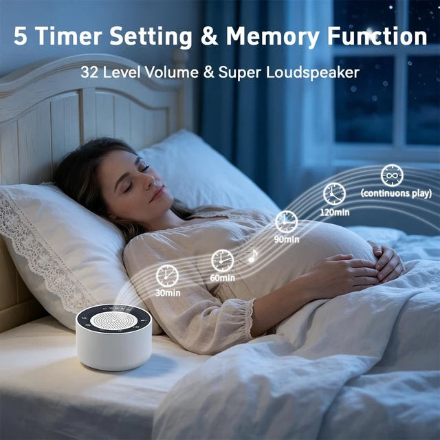 Alt view image 4 of 6 - Small Sound Machine Portable White Noise Machine Baby Shushing Brown Noise Machine with 30 Soothing Sounds for Baby Kids Adults 5 Timers 32 Volume Levels Sleep Sounds Machine for Home Travel Office