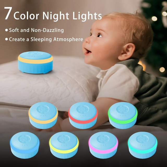 Alt view image 2 of 7 - White Noise Sound Machine with Night Light for Sleep Baby Adults | Portable Sound Machine for Travel Office Sleep Machine for Kids Wireless Rechargeable 26 Soothing Sounds 3 Timers Blue