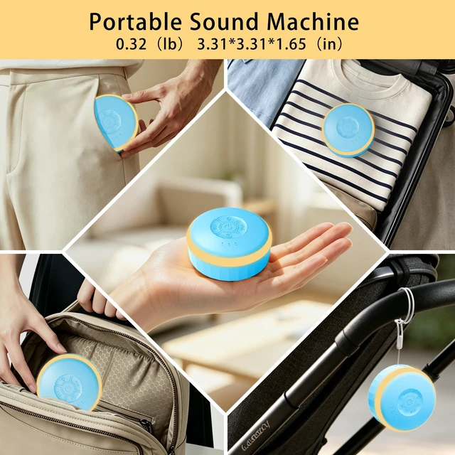 Alt view image 3 of 7 - White Noise Sound Machine with Night Light for Sleep Baby Adults | Portable Sound Machine for Travel Office Sleep Machine for Kids Wireless Rechargeable 26 Soothing Sounds 3 Timers Blue