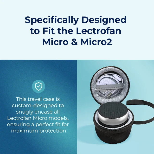 Alt view image 3 of 7 - Carrying Case for LectroFan Micro & Micro2 | Case for Sound Machine with a Hybrid Shell Exterior, a Pocket for Charging Cable and Lanyard, Lightweight Design