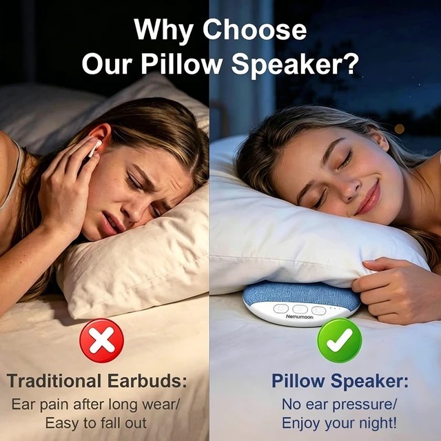 Alt view image 3 of 7 - Mini Pillow Speaker for Sleeping, Ultra-Thin Bluetooth Speaker Under Pillow Speaker with White Noise Sound Machine Headphone-Free Sleep Speaker for Adult for Gift (Upgrade)-Blue