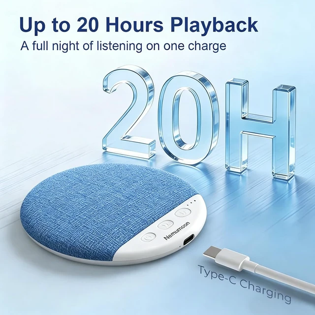 Alt view image 6 of 7 - Mini Pillow Speaker for Sleeping, Ultra-Thin Bluetooth Speaker Under Pillow Speaker with White Noise Sound Machine Headphone-Free Sleep Speaker for Adult for Gift (Upgrade)-Blue