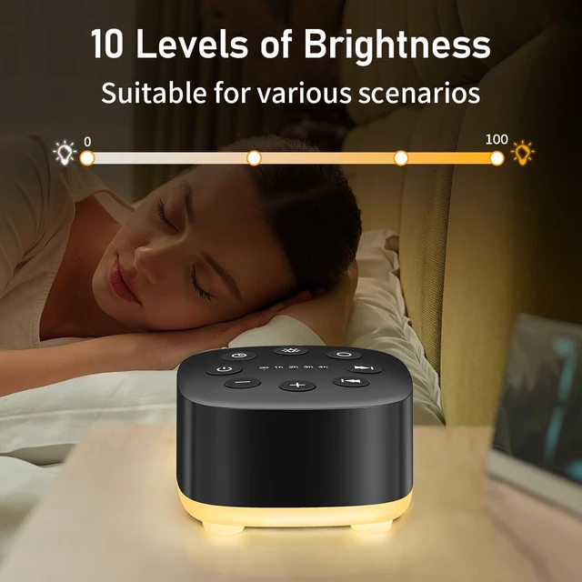 Alt view image 5 of 7 - White Noise Sound Machine 30 Soothing Sounds with 32 Volume Control 12 Night Light 5 Timers Portable Sleep Machine for Travel Powered by AC or USB Sleep Therapy for Baby Kids Adults (Black)