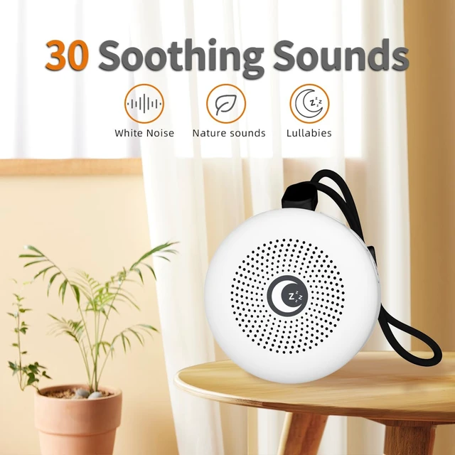 Alt view image 2 of 7 - Sleep Sound Machine Portable Noise Machine with 30 Soothing Sounds 4 Timer Memory Function Rechargeable Battery 32 Volume Levels for Sleeping Traveling Relaxing for Baby Kids Adults (White)