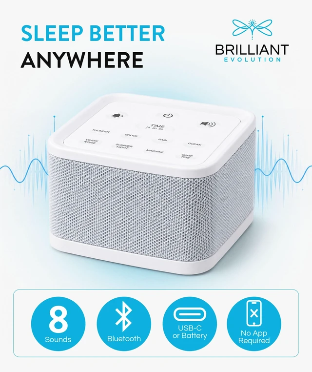 Alt view image 2 of 7 - White Noise Machine for Baby Sleep, Portable Sound Machine | 8 Soothing Sounds, 30/60/120 Min Timer, USB-C Port, Lightweight, Sound Machine Sleep, Nursery, Office, Machine Sleeping