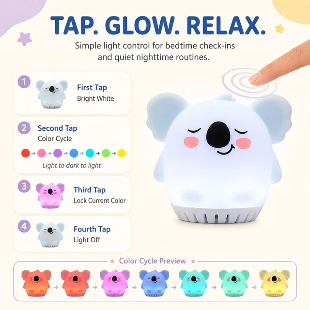 Alt view image 5 of 7 - Mini Koala White Noise Machine with Night Light - 15 Sounds | Soft Silicone, USB-C Rechargeable, Portable Sound Machine for Baby Toddler Adult Travel Nursery Home Gift, Sleep Therapy