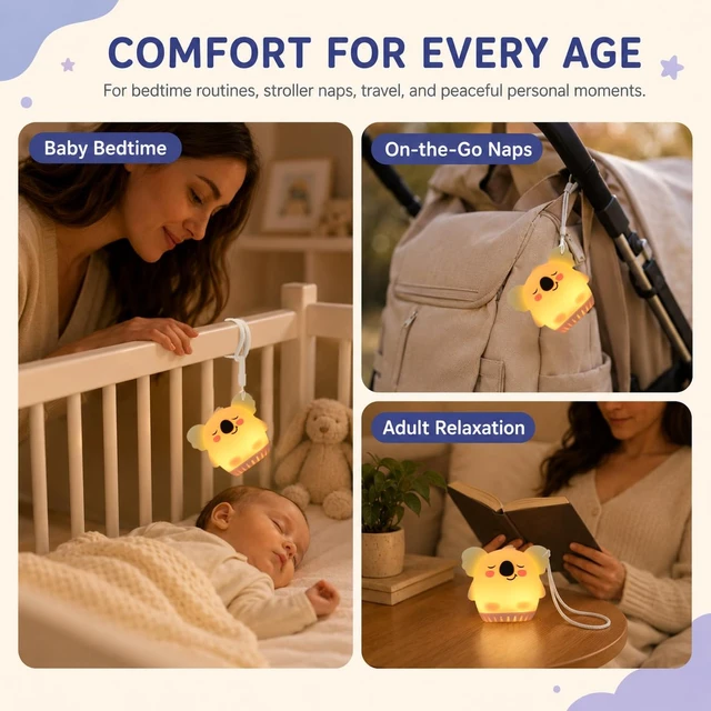 Alt view image 6 of 7 - Mini Koala White Noise Machine with Night Light - 15 Sounds | Soft Silicone, USB-C Rechargeable, Portable Sound Machine for Baby Toddler Adult Travel Nursery Home Gift, Sleep Therapy
