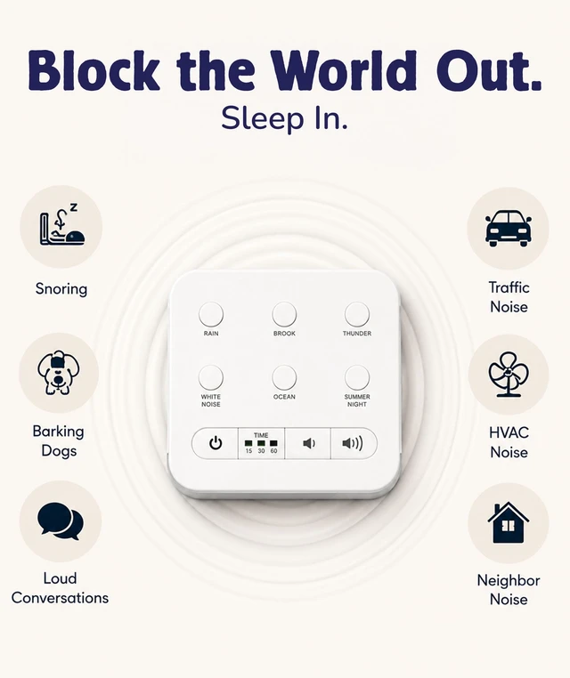 Alt view image 7 of 7 - White Noise Machine for Baby Sleep, Portable Sound Machine | 6 Soothing Sounds, 30/60/120 Min Timer, USB Adapter, Lightweight, Sound Machine Sleep, Nursery, Office, Machine Sleeping