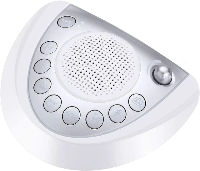Main image of White Noise Machine, Battery Powered Sound Machine, Portable Sleep Machine with 24 Natural Soothing Sounds, Timer, USB Port, Headphone Jack for Baby, Kids, Adults, Travel, Office, Home (Silver)