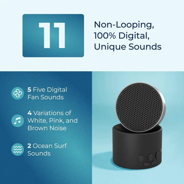 Alt view image 3 of 7 - Adaptive Sound Technologies Micro 2 White Noise Machine, Black | Portable Bluetooth Speaker and White Noise Machine, a Compact Sound Machine for Travel with 11 Non-Looping Sounds