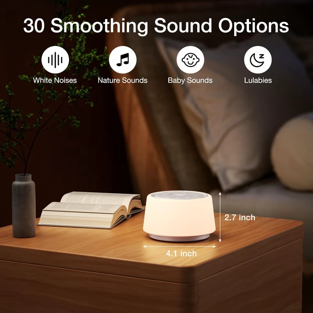 Alt view image 3 of 7 - White Noise Sound Machine | Sound Machine for Baby Rechargeable | 30 Soothing Sounds | 10 Colors Night Light | White Noise Machine for Sleep Baby Adults Portable Sound Machine for Home Travel