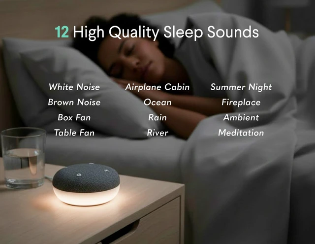 Alt view image 3 of 7 - Go 2 Travel White Noise Sound Machine - 12 Sounds, Brown & Pink Noise | 3-in-1 Portable Sound Machine, BT Speaker & Nightlight, 24-Hr Battery, Volume Memory, Fan & Nature Sounds, for Hotels & Kids
