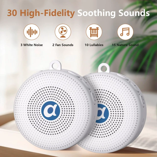 Alt view image 2 of 7 - Portable Noise Machine Baby Battery Sound Machine with 30 Soothing Sounds Mini White Noise Machine 32 Volume Level Sleep Machine for 3D Surround Noise Machine for Kid Adult Home Travel