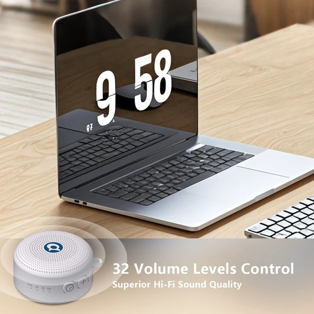 Alt view image 4 of 7 - Portable Noise Machine Baby Battery Sound Machine with 30 Soothing Sounds Mini White Noise Machine 32 Volume Level Sleep Machine for 3D Surround Noise Machine for Kid Adult Home Travel