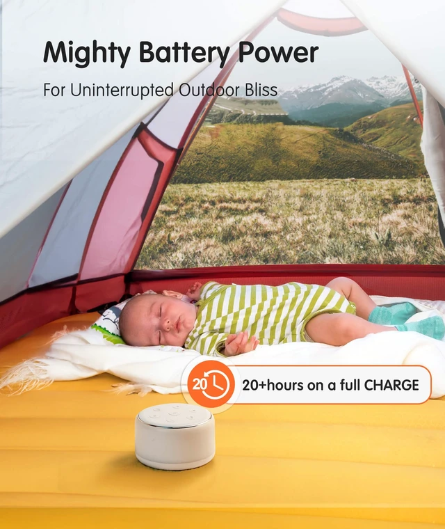 Alt view image 5 of 7 - Rechargeable White Noise Sound Machine Baby with Night Light | 34 sounds, sleep white noise machine with lullabies and battery backup, 20H cordless play for nursery, travel, kids, adults