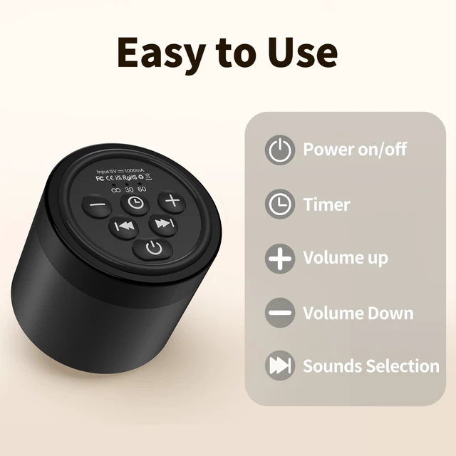 Alt view image 7 of 7 - Portable Mini White Noise Machine Sound Machine with 30 Soothing Sounds for Newborn Kids Adults Rechargeable Sleep Brown Noise Machine with 4 Timers Memory Function for Travel Camping Home and Office