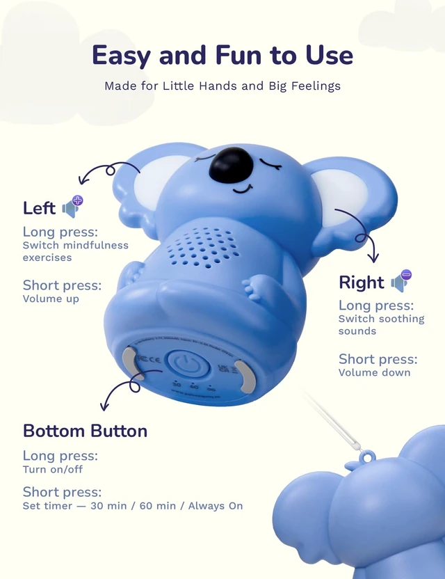 Alt view image 5 of 7 - Calming Pal, Mini Portable White Noise Sound Machine for Baby & Toddler | Rechargeable, 5 Guided Mindfulness Sound Machine, 8 Soothing Noise Sound Machine for Sleeping, Travel, Home, School