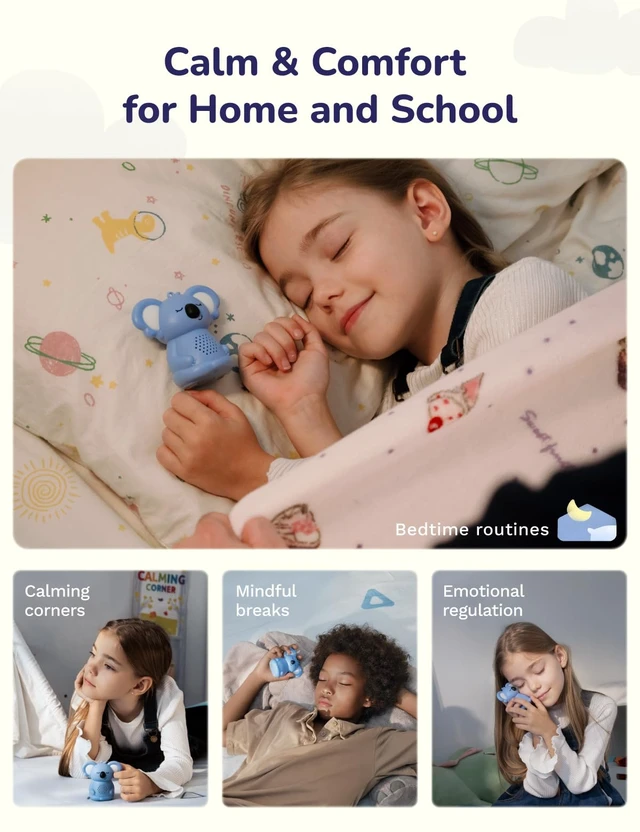 Alt view image 6 of 7 - Calming Pal, Mini Portable White Noise Sound Machine for Baby & Toddler | Rechargeable, 5 Guided Mindfulness Sound Machine, 8 Soothing Noise Sound Machine for Sleeping, Travel, Home, School