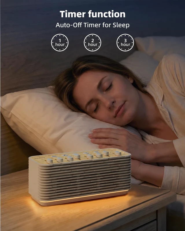 Alt view image 5 of 7 - Sound Machine for Sleep, 255+ Natural White Noise Sound Combinations | Gifts for Women, Sleep Timer, Night Light, Volume Control, Rechargeable Bluetooth Speaker, Bedroom Office Travel Portable