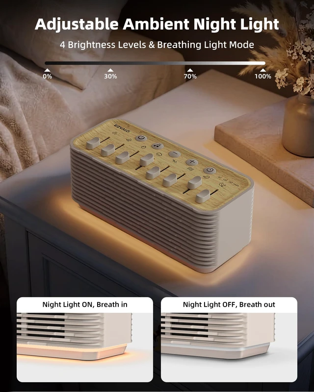 Alt view image 4 of 7 - Sound Machine for Sleep, 255+ Natural White Noise Sound Combinations | Gifts for Women, Sleep Timer, Night Light, Volume Control, Rechargeable Bluetooth Speaker, Bedroom Office Travel Portable