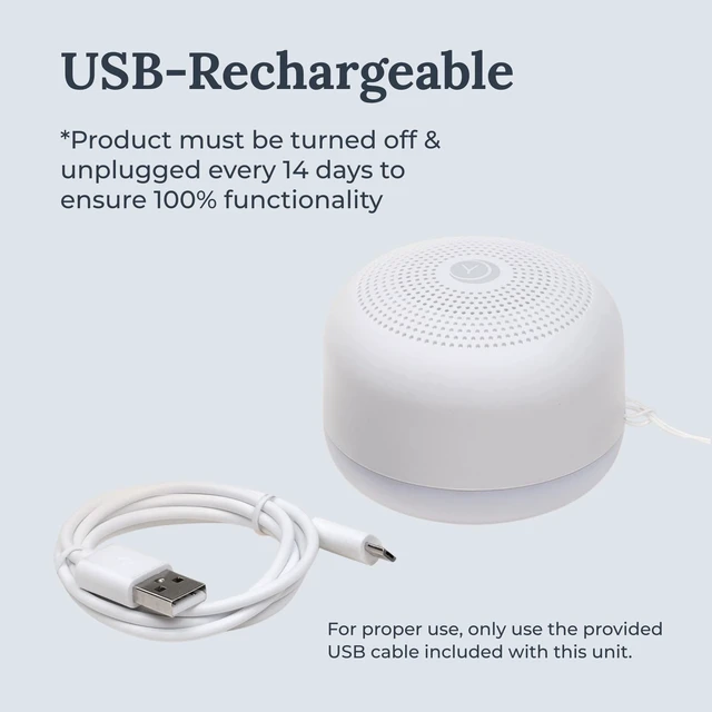Alt view image 6 of 7 - Travel Mini Portable White Noise Sound Machine, 6 Soothing Sounds, Volume Control, Dimmable Night Light, Sleep Therapy for Adults & Baby, USB Rechargeable, Lanyard Included