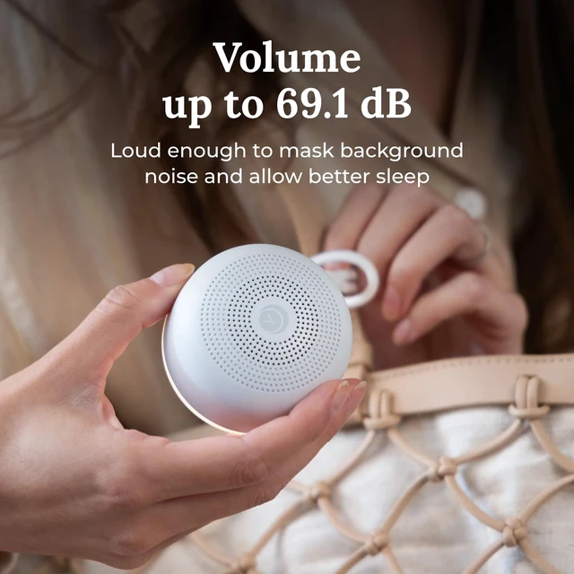 Alt view image 7 of 7 - Travel Mini Portable White Noise Sound Machine, 6 Soothing Sounds, Volume Control, Dimmable Night Light, Sleep Therapy for Adults & Baby, USB Rechargeable, Lanyard Included