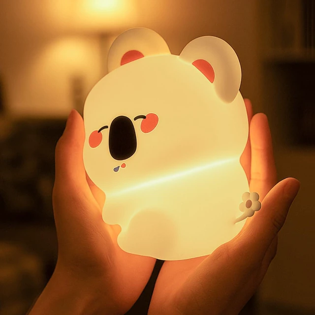 Main image of Koala Night Light, Squishy Silicone Lamp, Rechargeable Nursery Led | Timer/Touch/Tap control/Dimmable, Portable Bedside Night Light, Baby Toddler, Breastfeeding, Diaper Changes,Woodland Decor