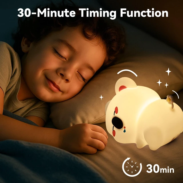 Alt view image 2 of 7 - Koala Night Light, Squishy Silicone Lamp, Rechargeable Nursery Led | Timer/Touch/Tap control/Dimmable, Portable Bedside Night Light, Baby Toddler, Breastfeeding, Diaper Changes,Woodland Decor
