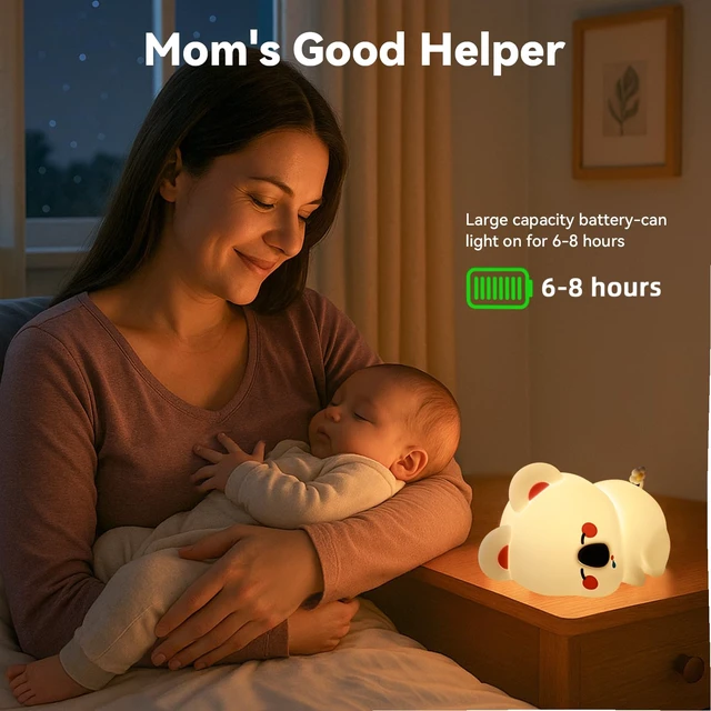 Alt view image 5 of 7 - Koala Night Light, Squishy Silicone Lamp, Rechargeable Nursery Led | Timer/Touch/Tap control/Dimmable, Portable Bedside Night Light, Baby Toddler, Breastfeeding, Diaper Changes,Woodland Decor