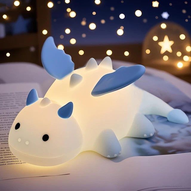 Main image of Dragon Night Light, Cute Baby Dragon Gifts, Soft Silicone Lamp with 3 Level Warm Light and RGB Changing, Breastfeeding Nursery Portable Kawaii Bedside Lamp for Baby, Toddler, Boys and Girls