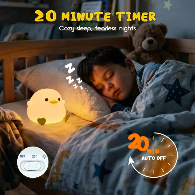 Alt view image 4 of 7 - LED Cute Bean Duck Night Light, DoDo Duck Silicone Nursery Night Light Squishy Dimmable Rechargeable Table Bedside Lamp with Touch Sensor for Bedrooms, Living Room Unique Dorm Decor Gift Toy