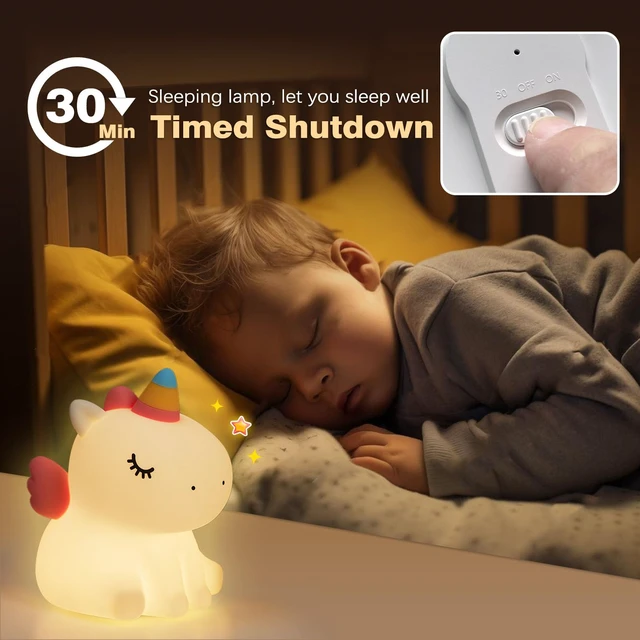 Alt view image 6 of 6 - Unicorn Night Light, LED Squishy Cute Lamp, Dimmable Kids Baby Bedroom Nightlight, Rechargeable Touch Lamp for Girls Room Decor