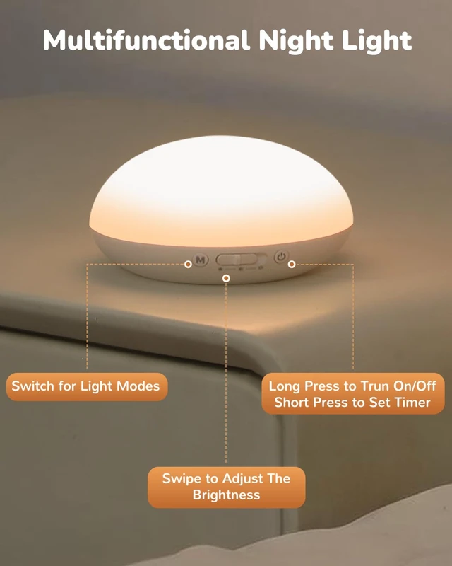 Alt view image 6 of 7 - Egg Light for Nursery, Portable Baby Night Light for Breastfeeding, Rechargeable Baby Nightlight with Timer, Dimmable Battery Powered Red Lamp, Ultra-Long Battery Life for Bedside