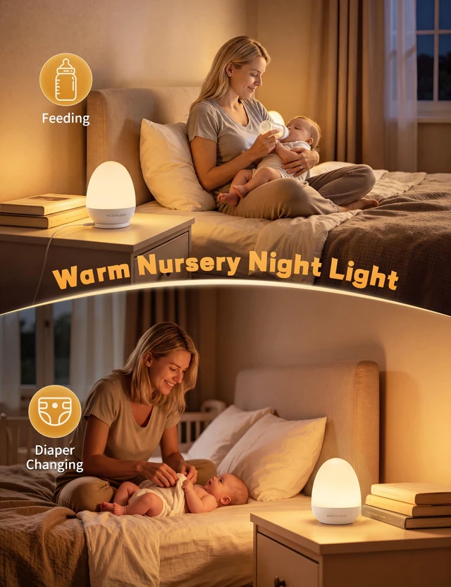 Alt view image 4 of 7 - Night Lights for Kids Room Egg Light for Nursery | Dimmable Baby Night Light with 1H Timer & Touch Control & Stable Charging Pad, ABS+PC LED Egg Night Light for Breastfeeding