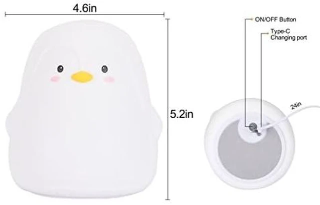Alt view image 3 of 7 - Night Light for Kids Lamp, 16 Colors Lamp Cute, Dimmable Baby Night Lights for Nursery,Silicone Rechargeable Nightlight for Kids Room, Kawaii Room Decor (Penguin)