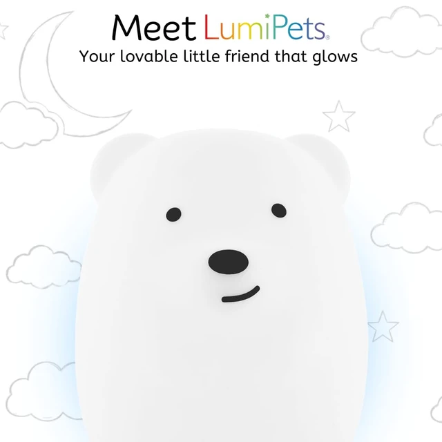 Alt view image 2 of 7 - Bear Squishy Night Light for Kids, Silicone Lamp with Remote | Tap Control | Rechargeable 9-Color Changing | Nursery Nightlight for Boys & Girls | Portable Animal Lamp | USB Cord Included