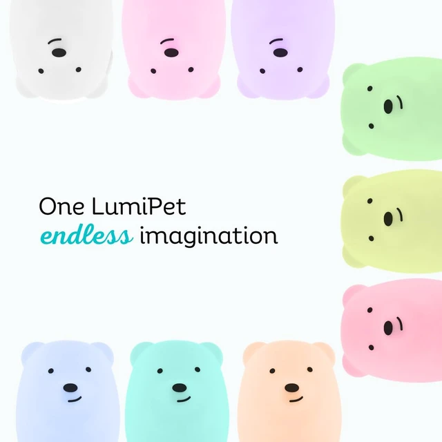 Alt view image 7 of 7 - Bear Squishy Night Light for Kids, Silicone Lamp with Remote | Tap Control | Rechargeable 9-Color Changing | Nursery Nightlight for Boys & Girls | Portable Animal Lamp | USB Cord Included