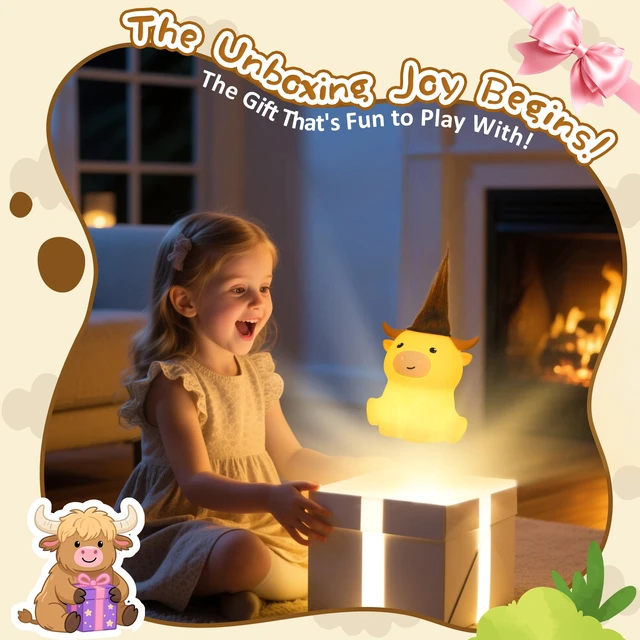 Alt view image 6 of 7 - Highland Cow Night Light, Squishy Silicone Lamp. Rechargeable, Dimmable with Timer, Touch Control for Bedside, Gift Nightlight for Breastfeeding Toddler Baby Kids (No Accessories Included)