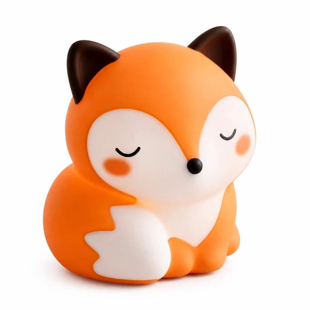 Main image of Fox Night Light Silicone Squishy Animal Lamp with 30 Min Auto Timer | 3 Level Dimmable Bedside Nightlight with Tap Control Office Desk Ambient Lamp Unique White Elephant Gifts