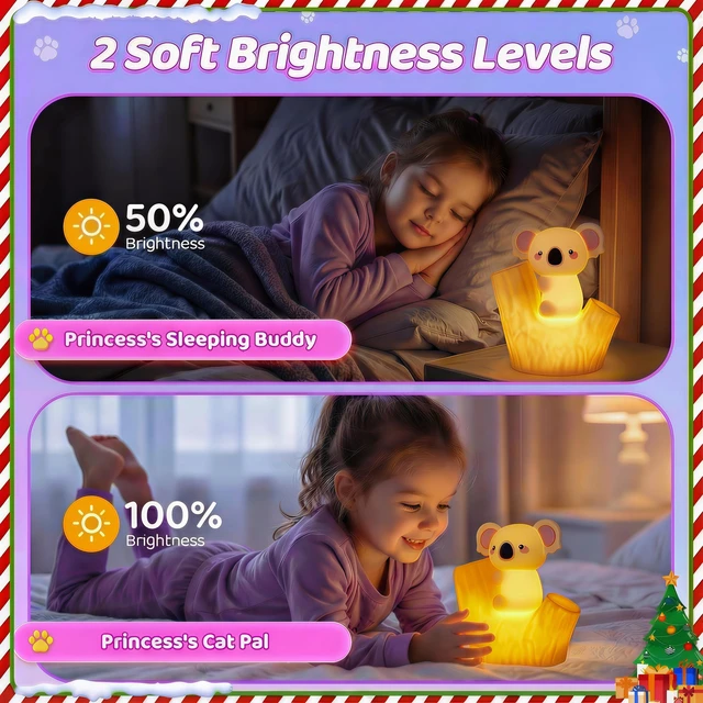 Alt view image 5 of 6 - Koala Tap Night Light USB Rechargeable Dimmable Timer RGB Color Changing Silicone Cute Cartoon LED Touch Lamp for Kids Bedroom Nursery Baby Toddler