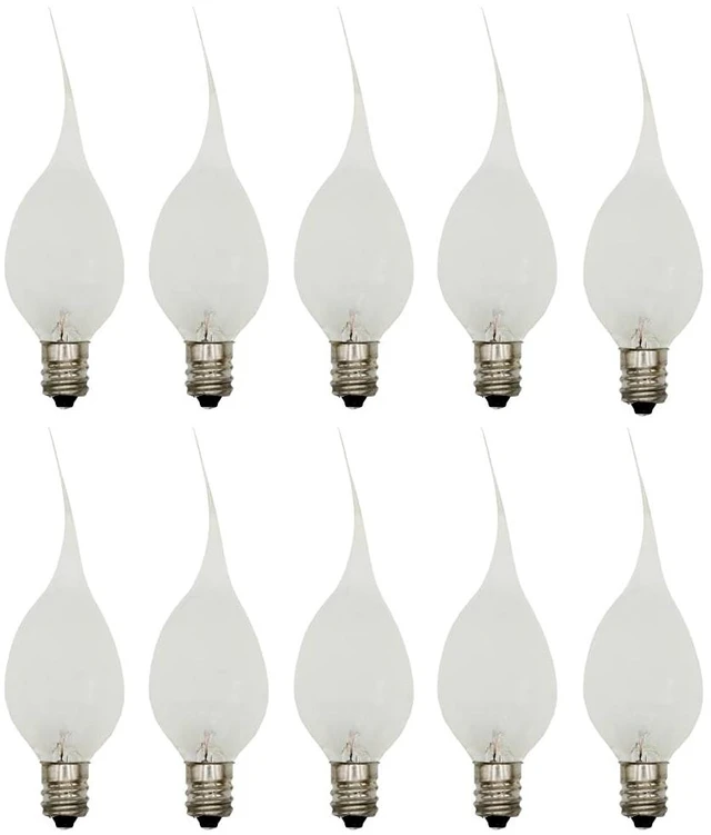 Main image of Silicone Dipped, Country Style, Electric Candle Lamp Chandelier Light Bulbs, 7 Watt Incandescent, Individually Boxed - 10 Pack