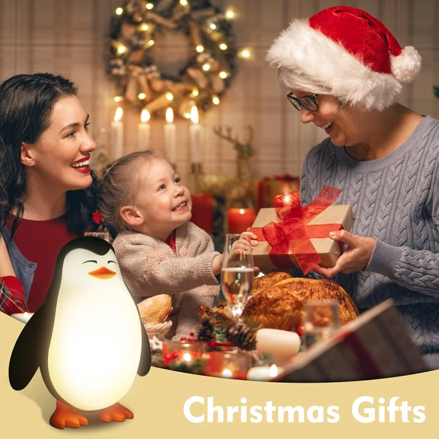 Alt view image 5 of 6 - Cute Penguin Night Light for Kids, 3 Level Dimmable Nursery Lamp | Cute Silicone Squishy Lighted Penguin Tap Light, Rechargeable Bedside Touch Lamp for Toddler Baby