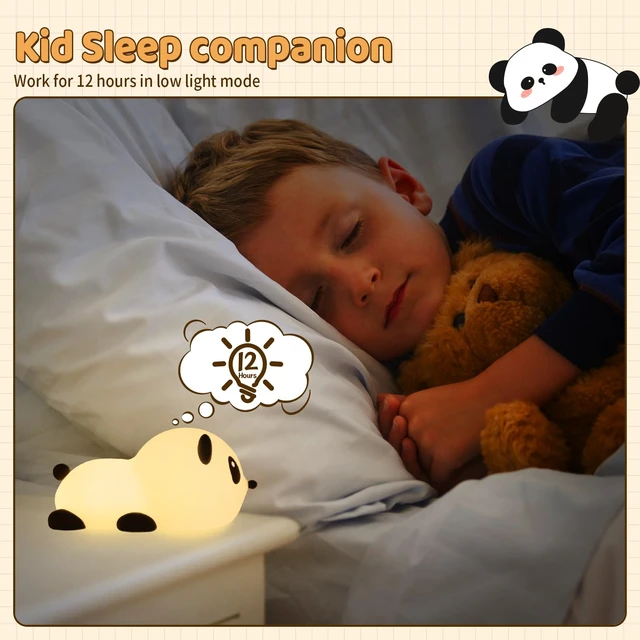 Alt view image 5 of 7 - Panda Night Light for Kids: Squishy Silicone Animal Light | 7 Soft Colors,Tap Control,Rechargeable,Sleep Timer,Battery Baby Nightlight for Childrens Room & Nursery,Bedside Touch Lamp