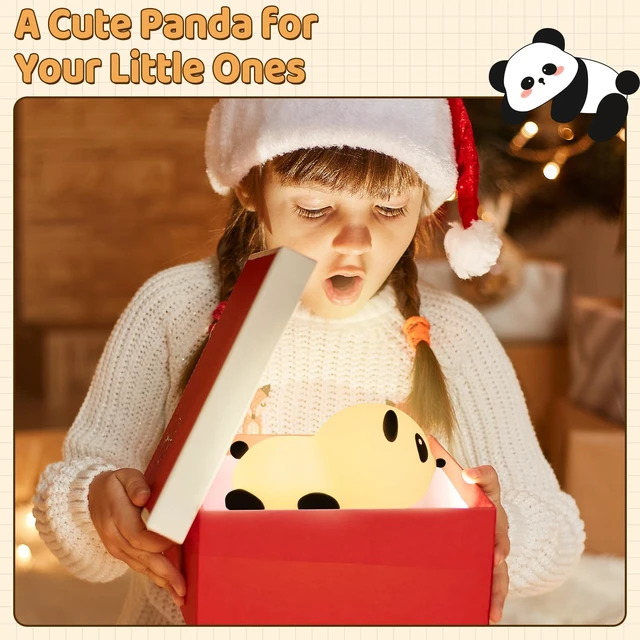 Alt view image 6 of 7 - Panda Night Light for Kids: Squishy Silicone Animal Light | 7 Soft Colors,Tap Control,Rechargeable,Sleep Timer,Battery Baby Nightlight for Childrens Room & Nursery,Bedside Touch Lamp