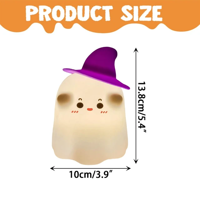 Alt view image 7 of 7 - Halloween Cute Ghost LED Night Lights Rechargeable Silicone Tap Control Lamp for Nursery Kids Halloween Decor Gift