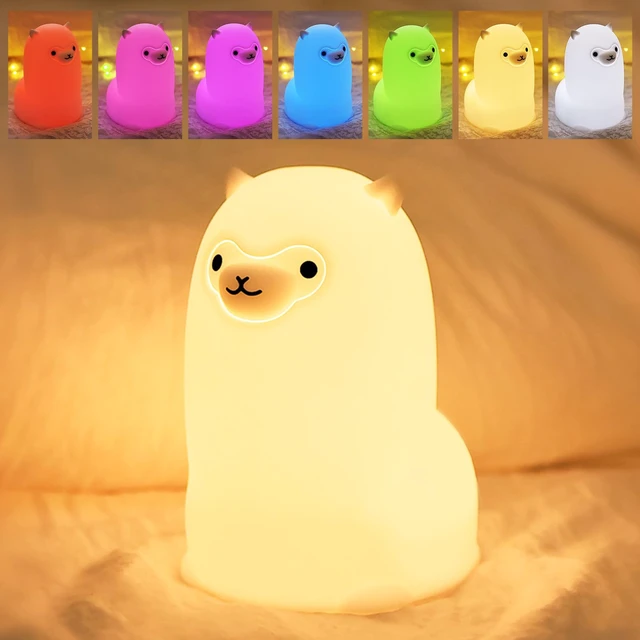 Alt view image 2 of 7 - Alpaca Night Light for Kids7 Color Baby Nightlight with Touch Control & 1H Timer, Battery Operated Soft Animal Night Light for Nursery, Toddler Room Decor, Gift for Girls, Boys, Women