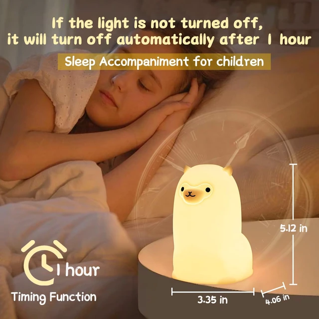 Alt view image 4 of 7 - Alpaca Night Light for Kids7 Color Baby Nightlight with Touch Control & 1H Timer, Battery Operated Soft Animal Night Light for Nursery, Toddler Room Decor, Gift for Girls, Boys, Women