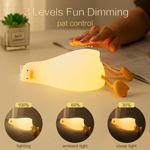 Alt view image 2 of 7 - Existential Crisis Duck Lamp Night Light, White Elephant Gifts | Lying Flat, Cute Squishy Ducky Lay Touch Kid Lamp, Rechargeable, College Funny Dirty Santa Gag, Birthday Gifts, Safe Silicone